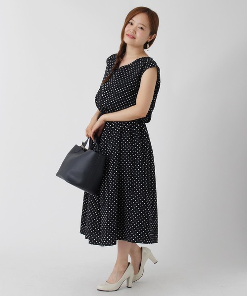 Burner（バーナー）の「【BURNER collection】ノースリドットプリントロングワンピース（ワンピース・レディース・オフホワイト/ネイビー/キャメル・M）」の13枚目の写真