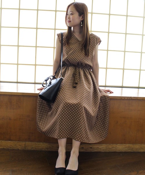 Burner（バーナー）の「【BURNER collection】ノースリドットプリントロングワンピース（ワンピース・レディース・オフホワイト/ネイビー/キャメル・M）」の17枚目の写真