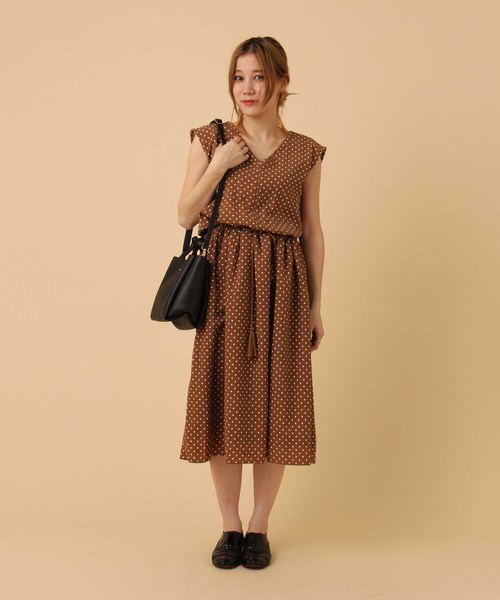 Burner（バーナー）の「【BURNER collection】ノースリドットプリントロングワンピース（ワンピース・レディース・オフホワイト/ネイビー/キャメル・M）」の16枚目の写真