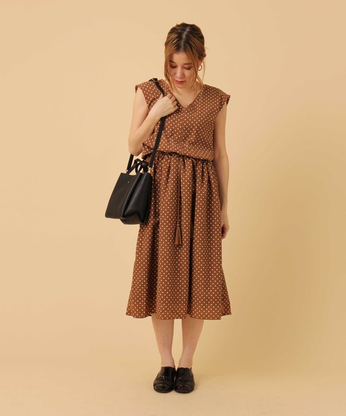 Burner（バーナー）の「【BURNER collection】ノースリドットプリントロングワンピース（ワンピース・レディース・オフホワイト/ネイビー/キャメル・M）」の15枚目の写真