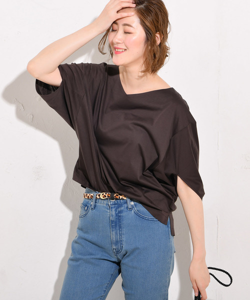 RIVE DROITE（リヴドロワ）の「プリマシャインワイドカットソー（Tシャツ/カットソー・レディース・ネイビー/ライトグレー/チャコールグレー・FREE）」の2枚目の写真