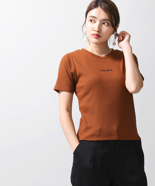 WEGO(ウィゴー)の「WEGO/刺繍ロゴリブTシャツ(Tシャツ/カットソー・レディース・ブラウン/ワイン/ブラック/オフホワイト・FREE)」の3枚目の写真