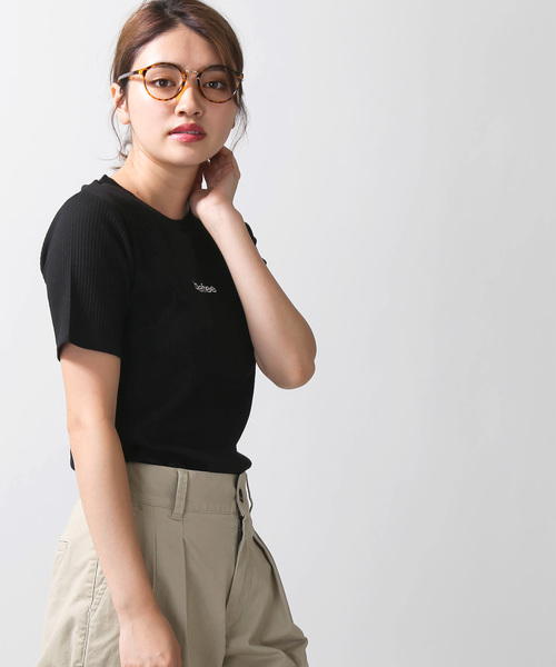 WEGO(ウィゴー)の「WEGO/刺繍ロゴリブTシャツ(Tシャツ/カットソー・レディース・ブラウン/ワイン/ブラック/オフホワイト・FREE)」の2枚目の写真