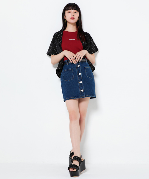 WEGO(ウィゴー)の「WEGO/刺繍ロゴリブTシャツ(Tシャツ/カットソー・レディース・ブラウン/ワイン/ブラック/オフホワイト・FREE)」の7枚目の写真