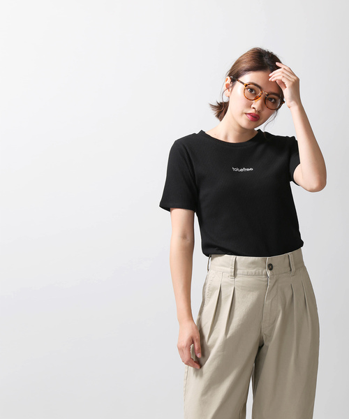 WEGO(ウィゴー)の「WEGO/刺繍ロゴリブTシャツ(Tシャツ/カットソー・レディース・ブラウン/ワイン/ブラック/オフホワイト・FREE)」の12枚目の写真