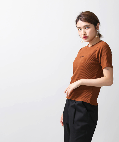 WEGO(ウィゴー)の「WEGO/刺繍ロゴリブTシャツ(Tシャツ/カットソー・レディース・ブラウン/ワイン/ブラック/オフホワイト・FREE)」の14枚目の写真