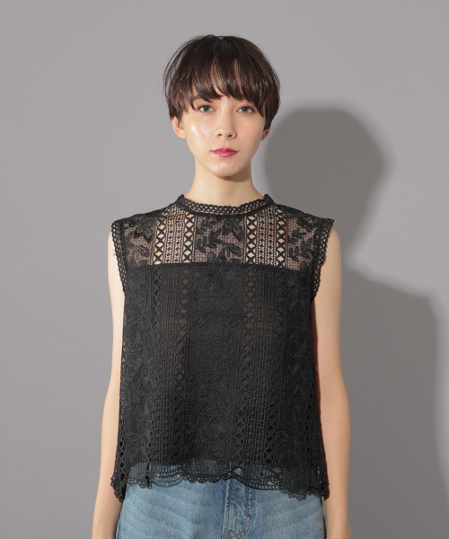 PAGEBOY(ページボーイ)の「ケミカルレースハイネックノースリーブ(シャツ/ブラウス・レディース・ホワイト/ブラック/レッド・FREE)」の12枚目の写真