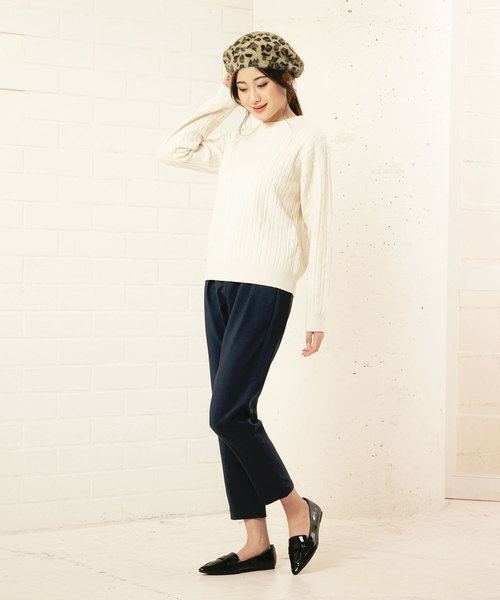 KOBE LETTUCE（コウベレタス）の「ふわふわアンゴラ風タッチレオパード柄ニットベレー帽＊レディース/帽子/ヒョウ柄/豹柄[J670]神戸レタス（ハンチング/ベレー帽・レディース・ベージュ/ブラウン/グレー・FREE）」の9枚目の写真