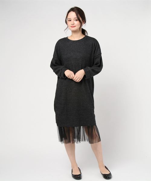 Auli アウリィ の 裾チュールニットワンピース ワンピース Wear