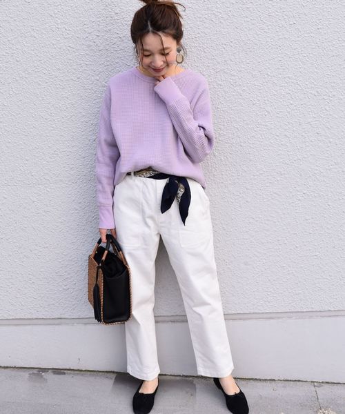 SHIPS(シップス)の「ヘビーワッフルプルオーバー◇(Tシャツ/カットソー・レディース・オフホワイト/ブラック/ラベンダー・ONE SIZE)」の9枚目の写真