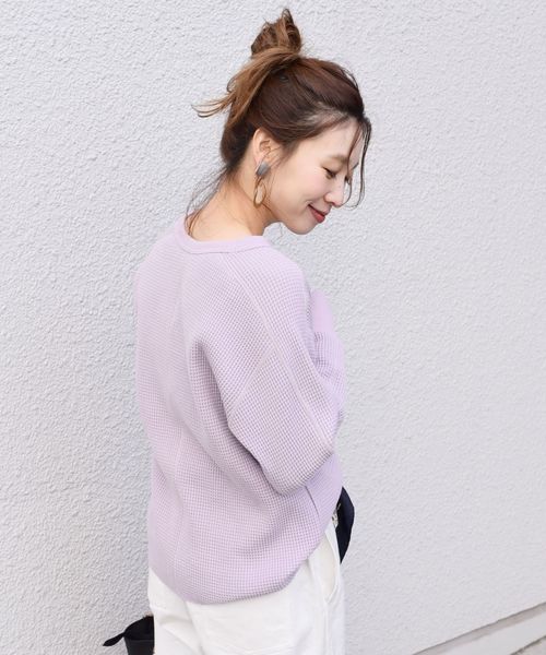 SHIPS(シップス)の「ヘビーワッフルプルオーバー◇(Tシャツ/カットソー・レディース・オフホワイト/ブラック/ラベンダー・ONE SIZE)」の12枚目の写真