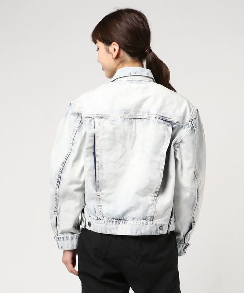 JOHN LAWRENCE SULLIVAN（ジョンローレンスサリバン）の「BLEACHED DENIM JACKET（デニムジャケット・レディース・ホワイト/オレンジ・MEDIUM）」の4枚目の写真