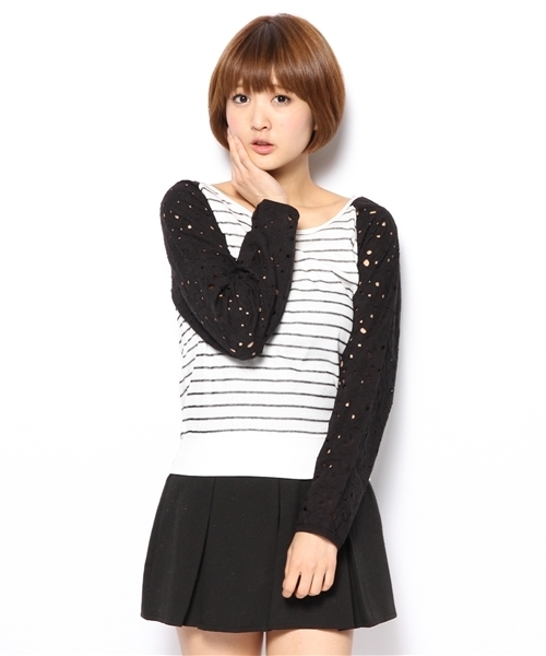 Kastane（カスタネ）の「【Kastane】袖レース長袖P/O（Tシャツ/カットソー・レディース・オフホワイト/ライトグレー/その他19・FREE）」の8枚目の写真