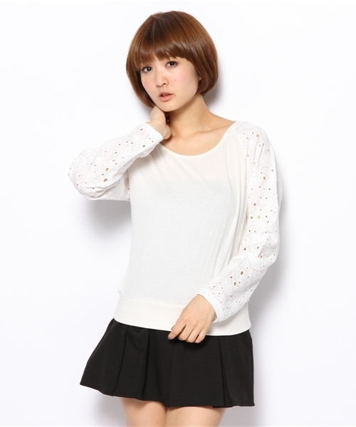 Kastane（カスタネ）の「【Kastane】袖レース長袖P/O（Tシャツ/カットソー・レディース・オフホワイト/ライトグレー/その他19・FREE）」の9枚目の写真