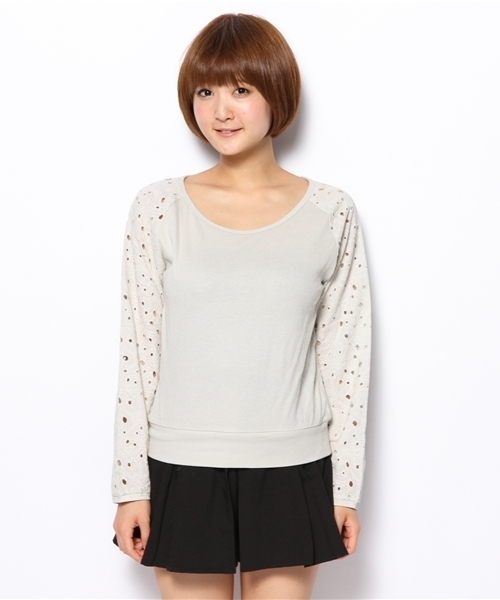 Kastane（カスタネ）の「【Kastane】袖レース長袖P/O（Tシャツ/カットソー・レディース・オフホワイト/ライトグレー/その他19・FREE）」の10枚目の写真