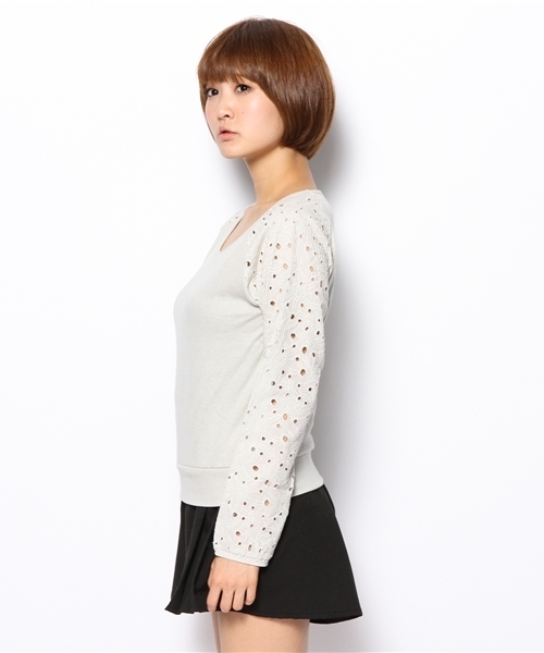 Kastane（カスタネ）の「【Kastane】袖レース長袖P/O（Tシャツ/カットソー・レディース・オフホワイト/ライトグレー/その他19・FREE）」の11枚目の写真