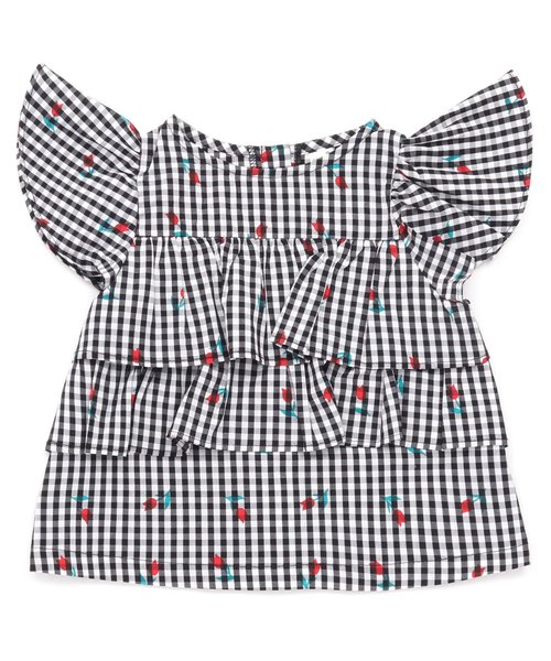apres les cours（アプレレクール）の「チェック＆ストライプフリルチュニック（チュニック・キッズ・ストライプ/チェック・90/100/110/120/80/130/140）」の2枚目の写真