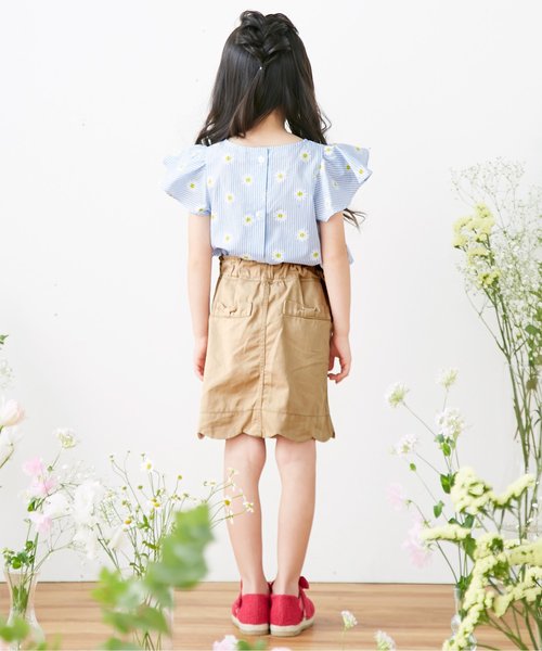 apres les cours（アプレレクール）の「チェック＆ストライプフリルチュニック（チュニック・キッズ・ストライプ/チェック・90/100/110/120/80/130/140）」の4枚目の写真