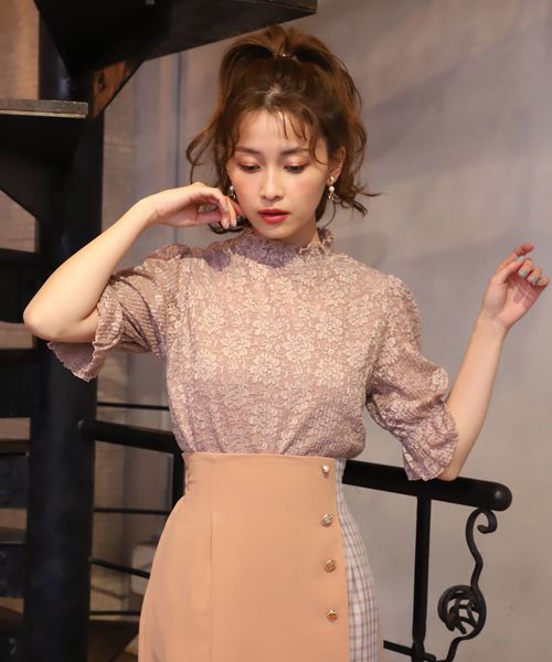 one after another NICE CLAUP(ワンアフターアナザーナイスクラップ)の「いろいろボタン変形ミニスカート(スカート・レディース・ブラック/パープル/アイボリー/チェック・FREE)」の21枚目の写真