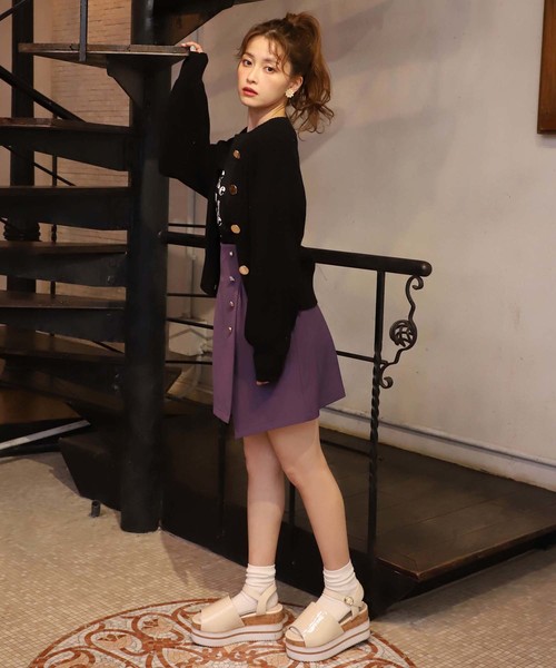 one after another NICE CLAUP(ワンアフターアナザーナイスクラップ)の「いろいろボタン変形ミニスカート(スカート・レディース・ブラック/パープル/アイボリー/チェック・FREE)」の20枚目の写真