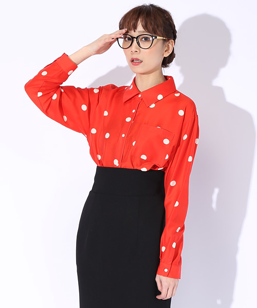 Ray BEAMS（レイビームス）の「○Ray BEAMS / コインドット プリントシャツ（シャツ/ブラウス・レディース・オフホワイト/レッド/ネイビー・ONE SIZE）」の13枚目の写真