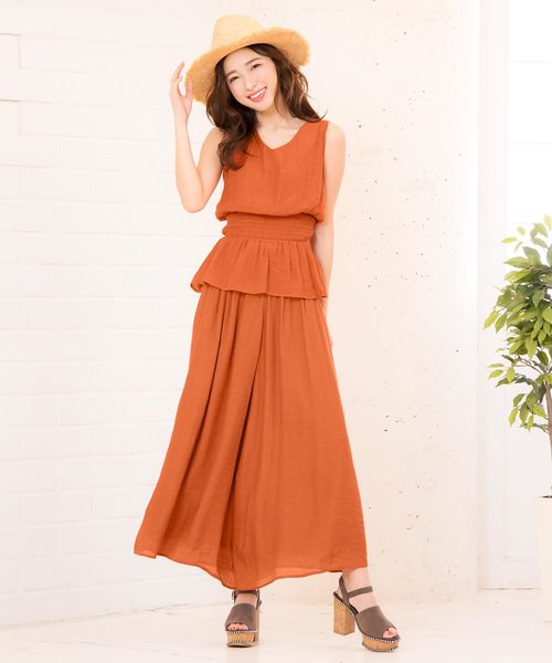 KOBE LETTUCE(コウベレタス)の「楊柳ウエストシャーリングノースリーブブラウス【セットアップOK】(シャツ/ブラウス・レディース・ベージュ/ネイビー/オフホワイト/カーキ/ピンク/イエロー/オレンジ/ブルー・FREE)」の16枚目の写真