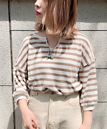 apres jour | キーネックワッフルトップス【ZOZOTOWN限定アイテム】(Tシャツ/カットソー)