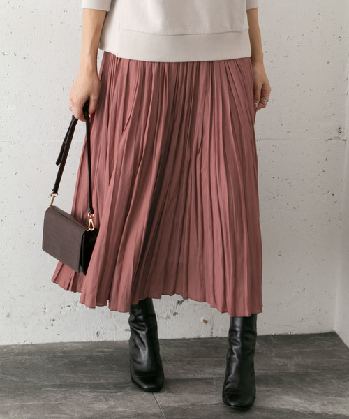 URBAN RESEARCH ROSSO WOMEN(アーバンリサーチ ロッソ)の「プリーツロングスカート(スカート)」|オレンジ系その他