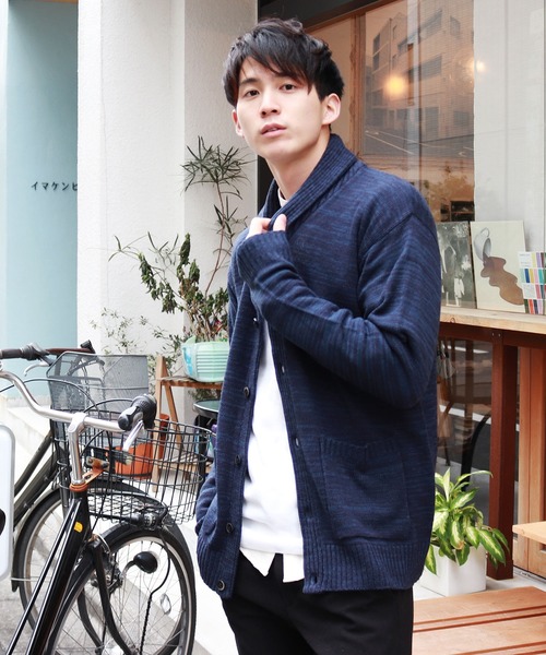 WESTSEA(ウエストシー)の「WEB限定 別注 7G ショールカラー 霜降り ニットカーディガン(カーディガン/ボレロ・メンズ・ブラック/ベージュ/ネイビー/チャコール/グレー/ワイン/モカ・M/L/XL)」の6枚目の写真