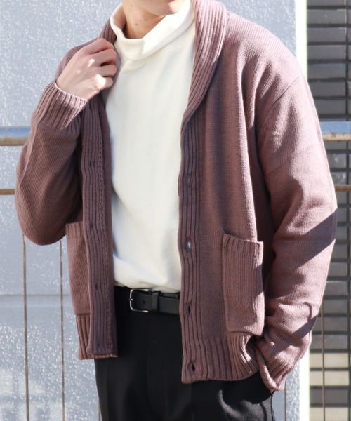 WESTSEA(ウエストシー)の「WEB限定 別注 7G ショールカラー 霜降り ニットカーディガン(カーディガン/ボレロ・メンズ・ブラック/ベージュ/ネイビー/チャコール/グレー/ワイン/モカ・M/L/XL)」の4枚目の写真
