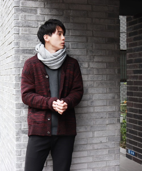 WEB限定 別注 7G ショールカラー 霜降り ニットカーディガン