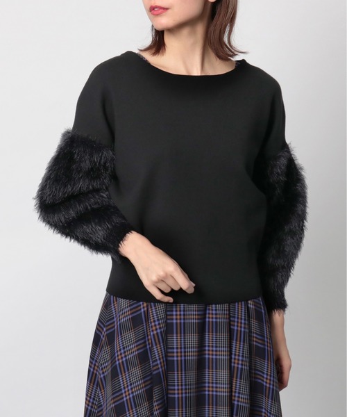 袖ファー２ｗａｙニット