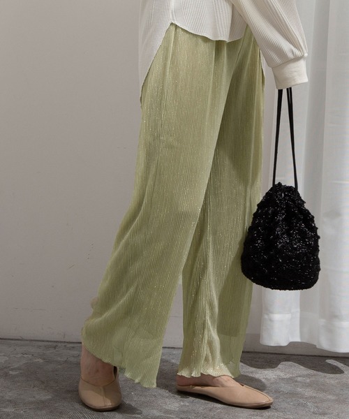 rectangle(レクタングル)の「ラメプリーツワイドパンツ(その他パンツ・レディース・ブラック/ピンク/ゴールド・FREE)」の6枚目の写真