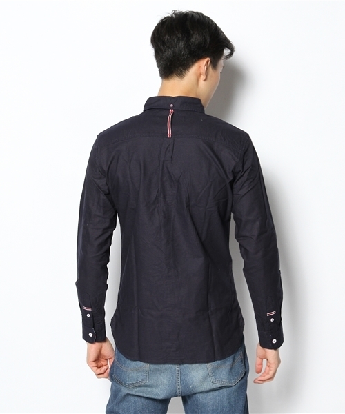 GIORDANO（ジョルダーノ）の「[GIORDANO]ポケット切替オックスフォード長袖シャツ（シャツ/ブラウス・メンズ・ネイビー/ブルー/ホワイト・LARGE/MEDIUM）」の6枚目の写真