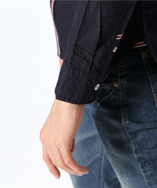 GIORDANO（ジョルダーノ）の「[GIORDANO]ポケット切替オックスフォード長袖シャツ（シャツ/ブラウス・メンズ・ネイビー/ブルー/ホワイト・LARGE/MEDIUM）」の8枚目の写真