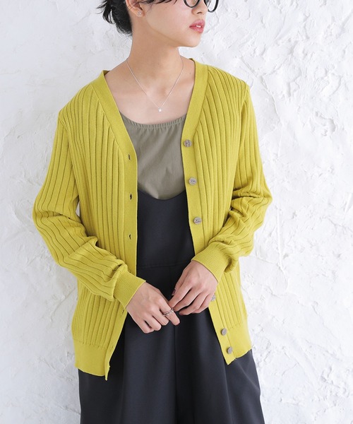 n'OrLABEL（ノアールレーベル）の「『リブニットカーディガン』（カーディガン/ボレロ・レディース・モカ/杢グレー/ブラック/ブルー系その他/イエロー/ボルドー・1/2）」の5枚目の写真