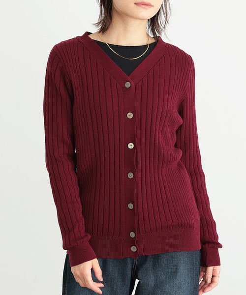 n'OrLABEL（ノアールレーベル）の「『リブニットカーディガン』（カーディガン/ボレロ・レディース・モカ/杢グレー/ブラック/ブルー系その他/イエロー/ボルドー・1/2）」の6枚目の写真