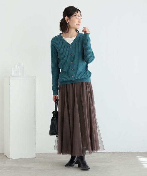 n'OrLABEL（ノアールレーベル）の「『リブニットカーディガン』（カーディガン/ボレロ・レディース・モカ/杢グレー/ブラック/ブルー系その他/イエロー/ボルドー・1/2）」の12枚目の写真