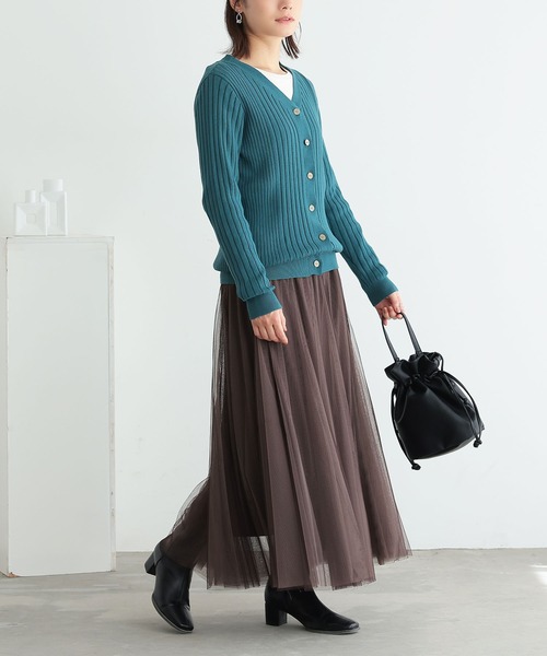 n'OrLABEL（ノアールレーベル）の「『リブニットカーディガン』（カーディガン/ボレロ・レディース・モカ/杢グレー/ブラック/ブルー系その他/イエロー/ボルドー・1/2）」の11枚目の写真