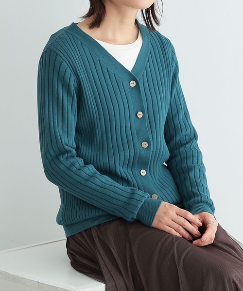 n'OrLABEL（ノアールレーベル）の「『リブニットカーディガン』（カーディガン/ボレロ・レディース・モカ/杢グレー/ブラック/ブルー系その他/イエロー/ボルドー・1/2）」の9枚目の写真