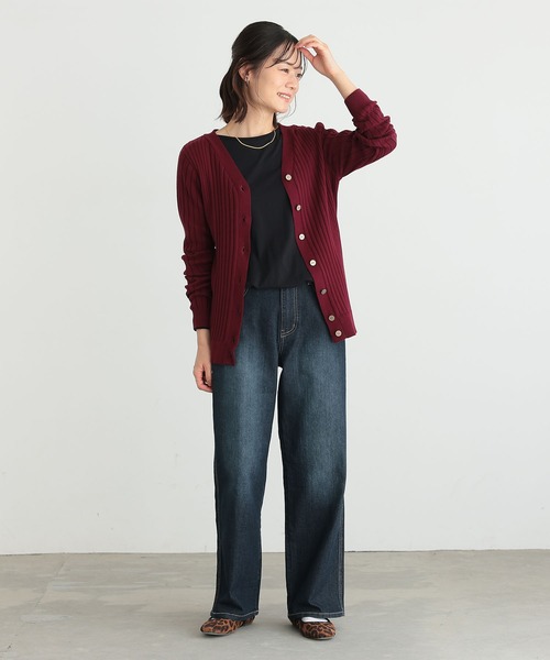 n'OrLABEL（ノアールレーベル）の「『リブニットカーディガン』（カーディガン/ボレロ・レディース・モカ/杢グレー/ブラック/ブルー系その他/イエロー/ボルドー・1/2）」の19枚目の写真