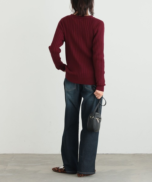 n'OrLABEL（ノアールレーベル）の「『リブニットカーディガン』（カーディガン/ボレロ・レディース・モカ/杢グレー/ブラック/ブルー系その他/イエロー/ボルドー・1/2）」の18枚目の写真