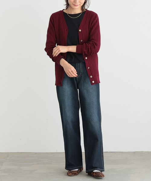 n'OrLABEL（ノアールレーベル）の「『リブニットカーディガン』（カーディガン/ボレロ・レディース・モカ/杢グレー/ブラック/ブルー系その他/イエロー/ボルドー・1/2）」の17枚目の写真