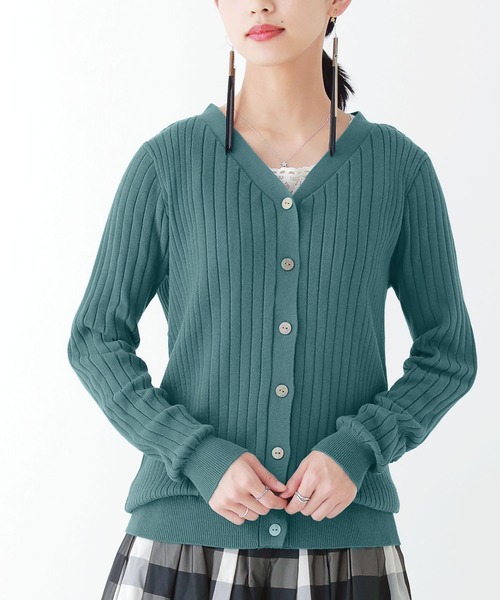 n'OrLABEL（ノアールレーベル）の「『リブニットカーディガン』（カーディガン/ボレロ・レディース・モカ/杢グレー/ブラック/ブルー系その他/イエロー/ボルドー・1/2）」の14枚目の写真