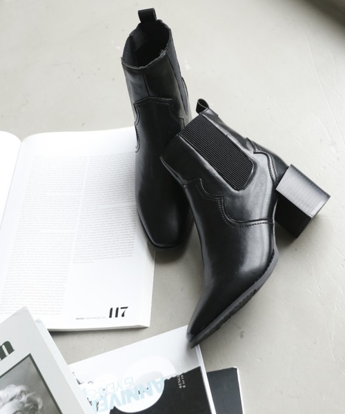 VIVIAN（ヴィヴィアン）の「スクエアトゥサイドゴアウエスタンショートブーツ（ブーツ・レディース・ダークブラウン/ブラック/ブラウン・M/S/L/LL）」の2枚目の写真