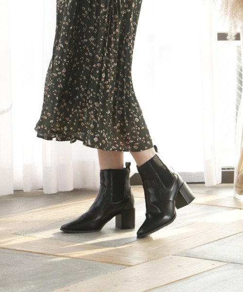 VIVIAN（ヴィヴィアン）の「スクエアトゥサイドゴアウエスタンショートブーツ（ブーツ・レディース・ダークブラウン/ブラック/ブラウン・M/S/L/LL）」の7枚目の写真