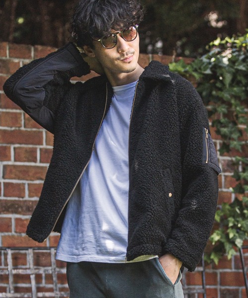 CAMBIO(カンビオ)の「mj7477-Over Size Boa Blouson ボアブルゾン(ブルゾン・メンズ・ブラック/オリーブ/アイボリー・S/M/L)」の2枚目の写真