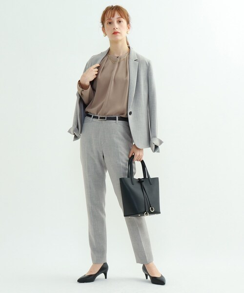 Indivi インディヴィ のファッション スーツパンツ リバーwstテーパードパンツ スーツパンツ セール マシンウォッシュ