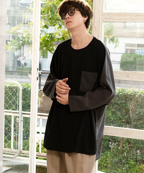 UP START(アップスタート)の「カラーチェンジロングレングスビッグロンT(Tシャツ/カットソー・メンズ・グリーン/ブルー/ブラック/オフホワイト/ベージュ・FREE)」の3枚目の写真