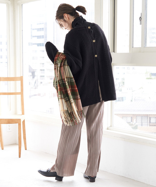 ROPE' PICNIC（ロペピクニック）の「セルフカット可能なプリーツパンツ（その他パンツ・レディース・チャコールグレー/オフホワイト/グレー系その他/ダークラベンダー・38）」の8枚目の写真